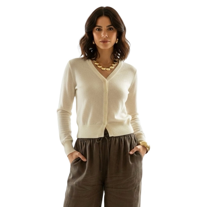 Chalk Clothing Estelle Cardigan Cream on model front
