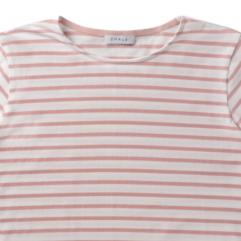 Chalk Clothing Fleur Stripe T-Shirt White & Dusky Pink 7040-1929 detail
