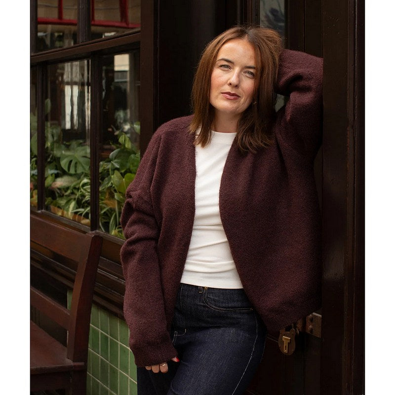Chalk Clothing Grace Cardigan Plum on model lifestyle