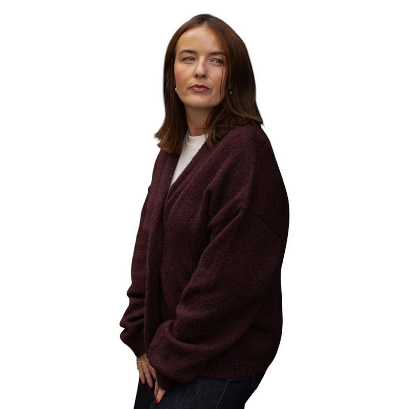 Chalk Clothing Grace Cardigan Plum on model side