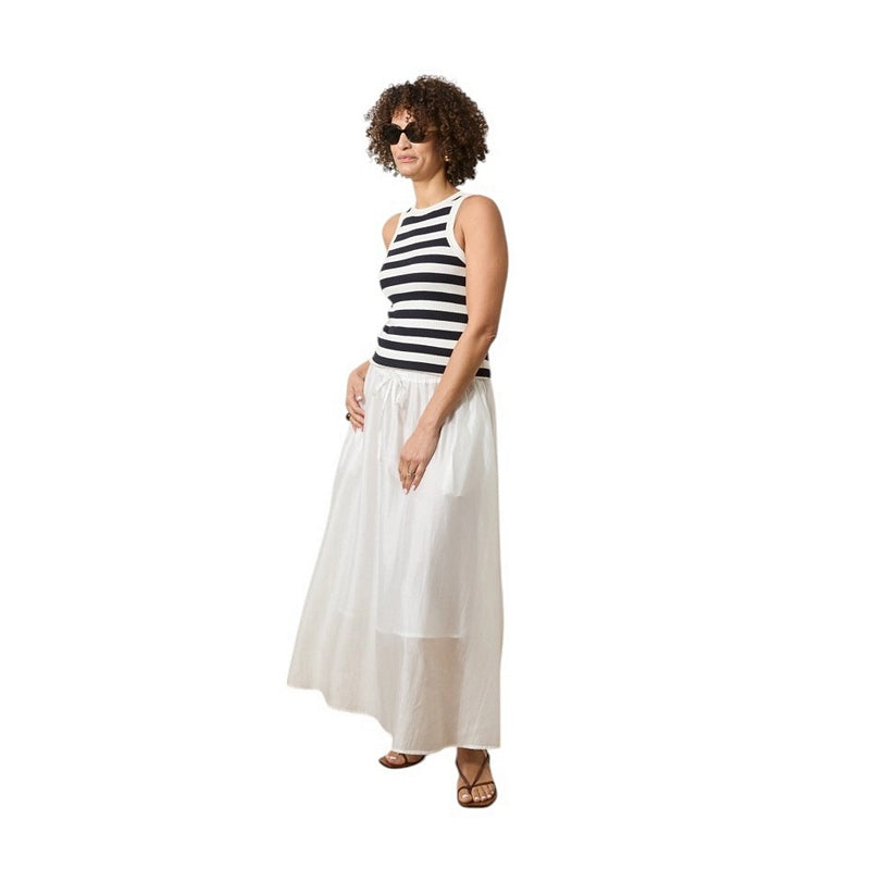 Chalk Clothing Indy Vest Cream Navy Stripe One Size model 1 front