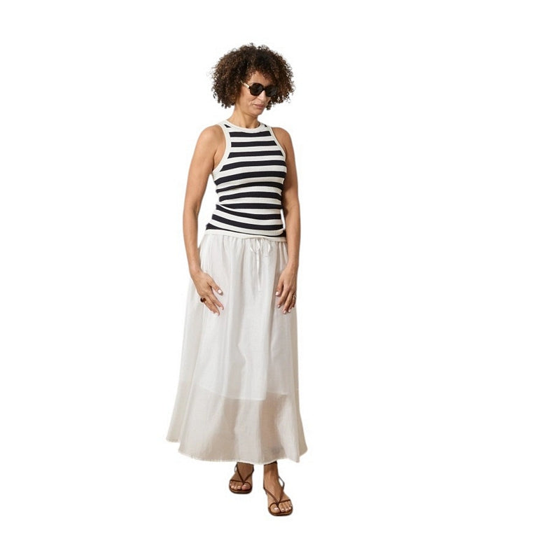 Chalk Clothing Indy Vest Cream Navy Stripe One Size model 2 front