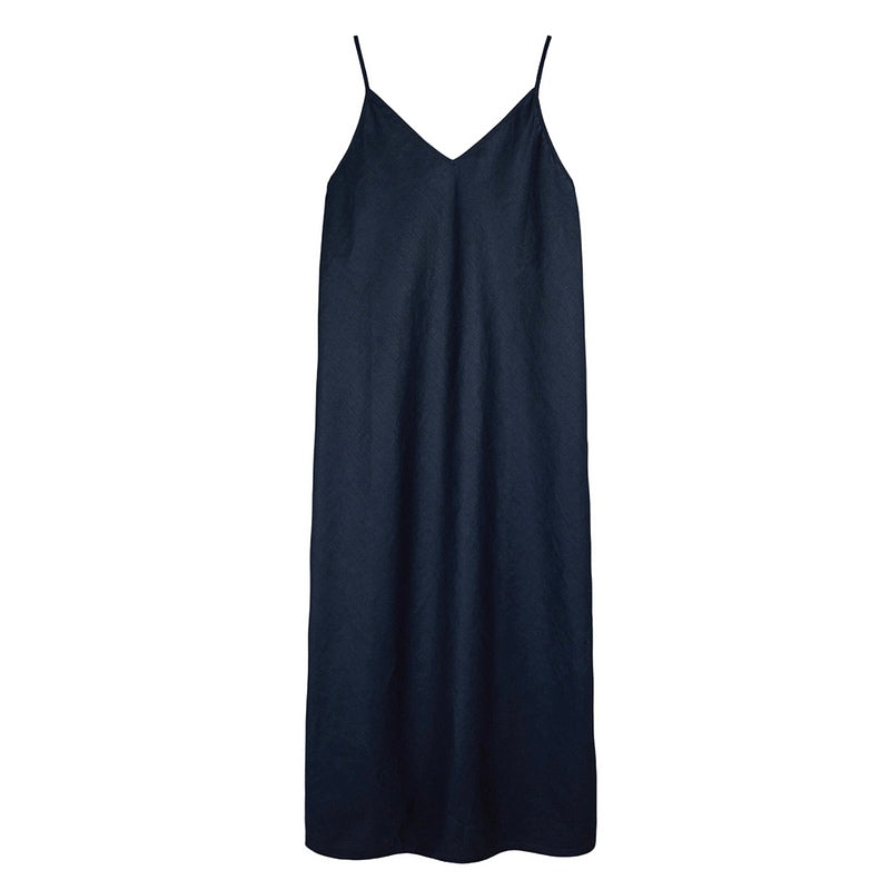 Chalk Clothing Iris Linen Dress Navy front