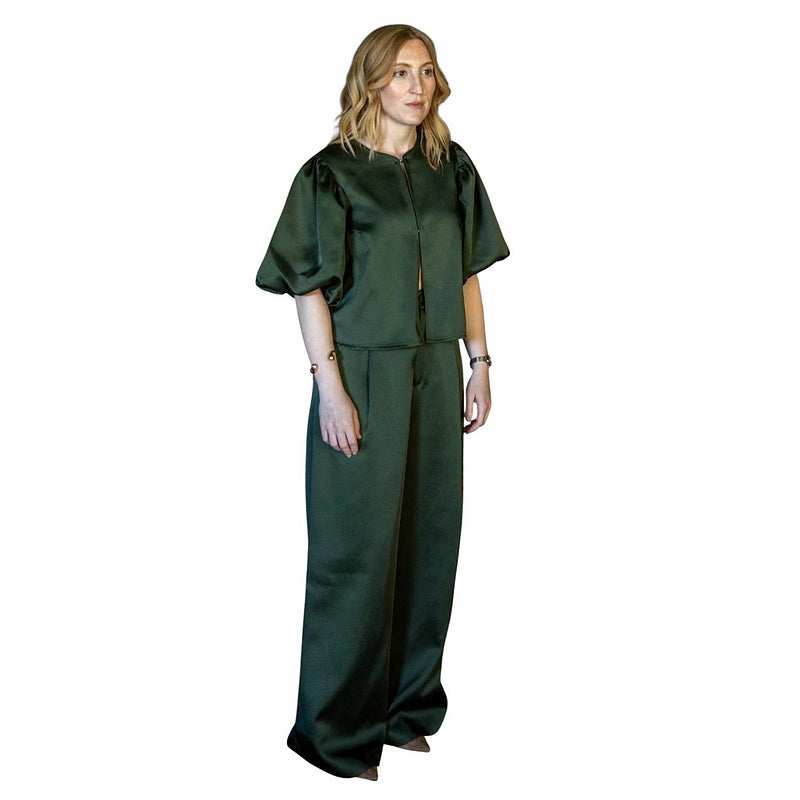 Chalk Clothing Jasmine Trousers Forest Green on model front