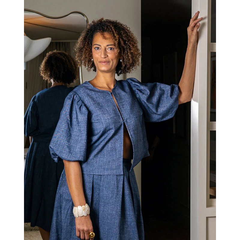 Chalk Clothing Jessica Jacket Dark Denim One Size on model lifestyle