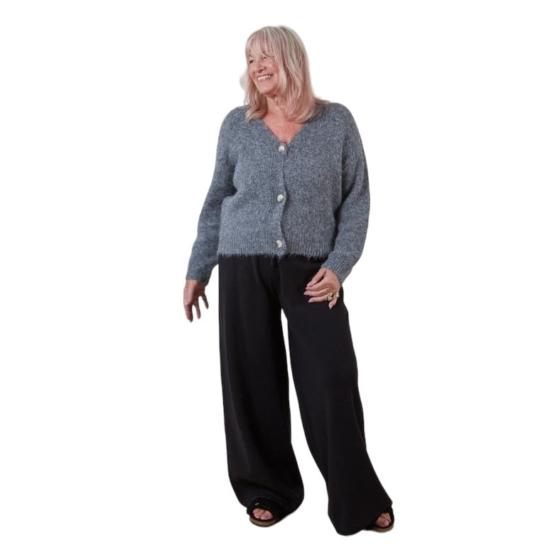Chalk Clothing Joan Cardigan Charcoal One Size on model 2 front
