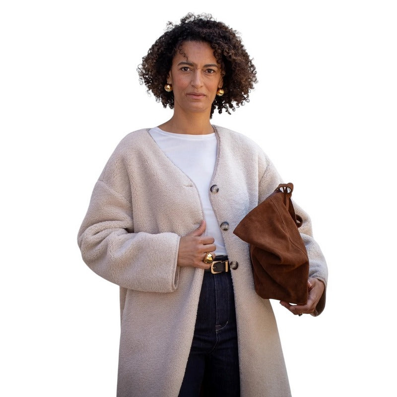Chalk Clothing Maggie Coat Cream One Size on model front