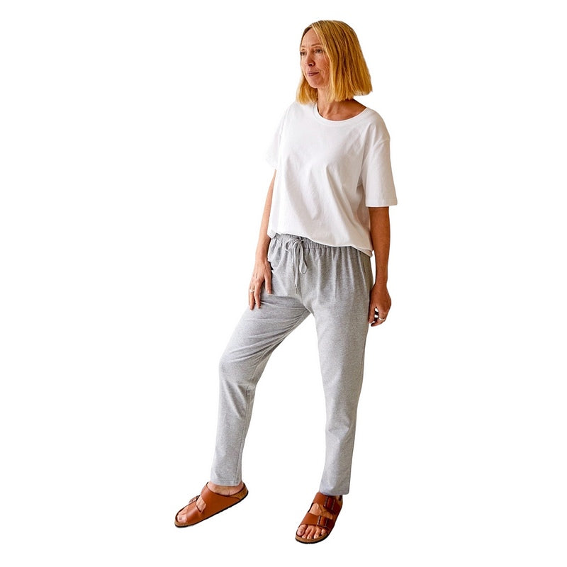 Chalk Clothing Marnie Cotton Trousers in Marl Grey on model side