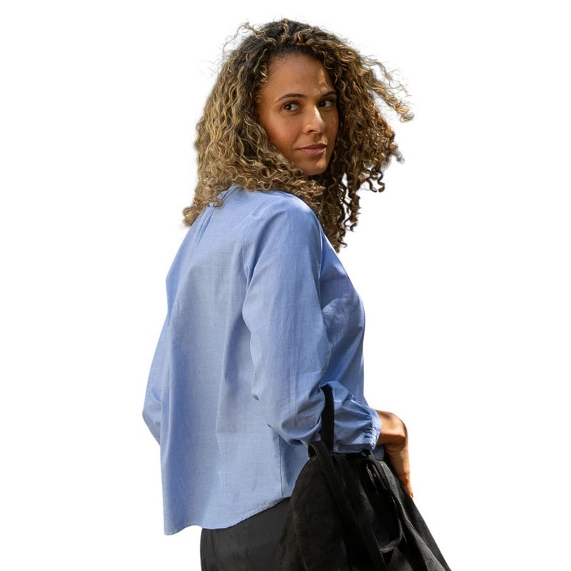 Chalk Clothing Melody Shirt Blue on model rear