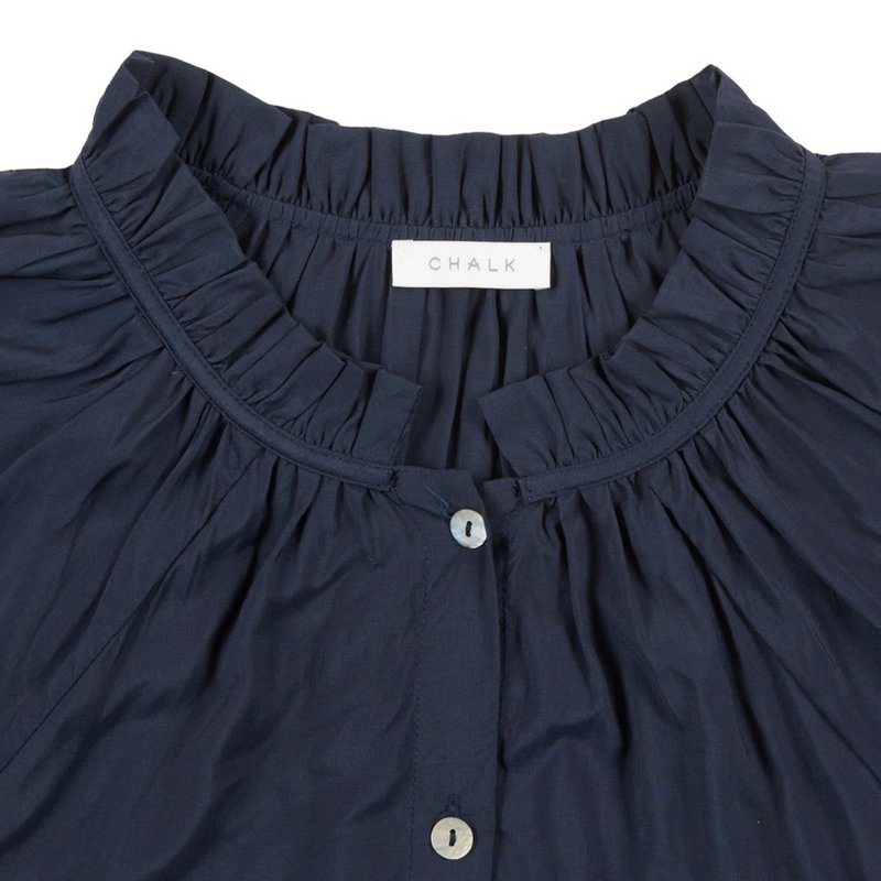 Chalk Clothing Michelle Shirt in Navy collar detail