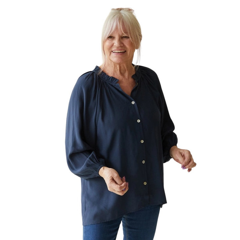 Chalk Clothing Michelle Shirt in Navy on model front