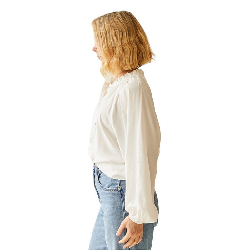 Chalk Clothing Michelle Shirt in Off-White on model side