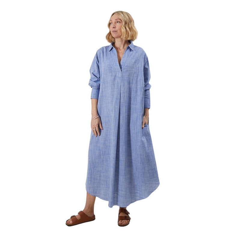 Chalk Clothing Nora Dress in Blue on model front