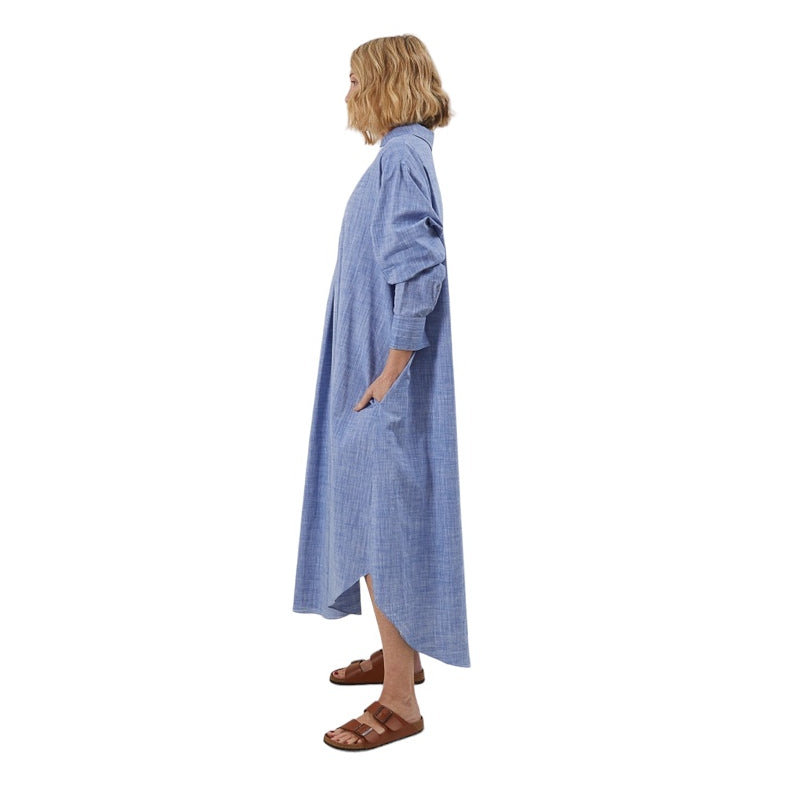 Chalk Clothing Nora Dress in Blue on model side