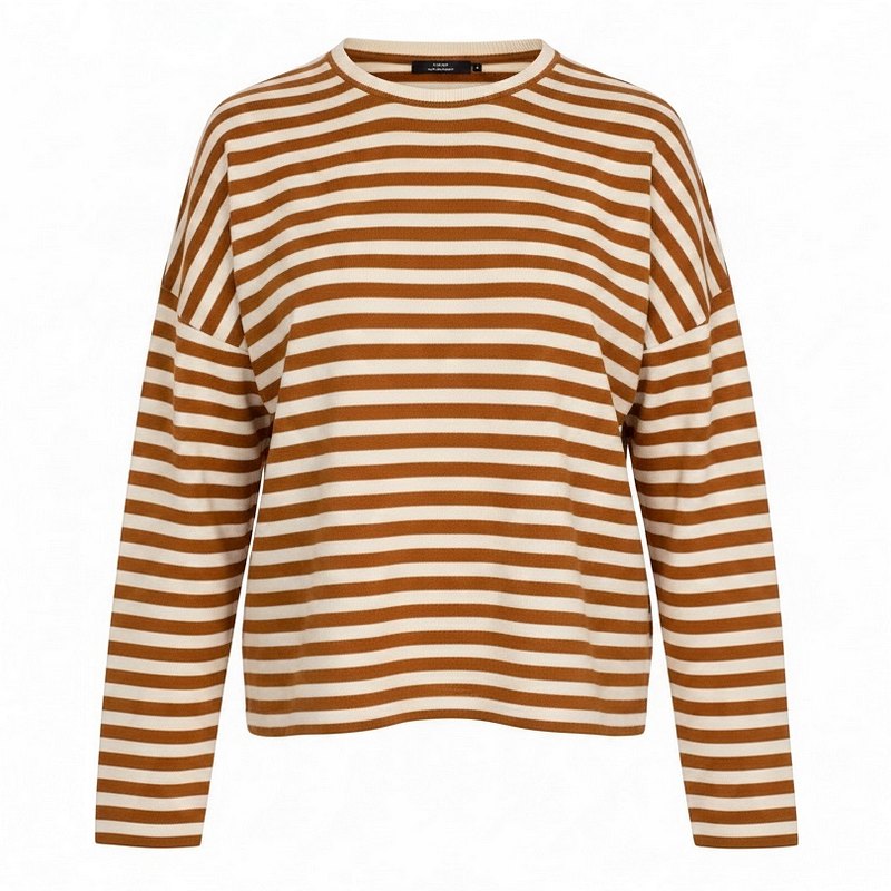 Chalk Clothing Rebecca Stripe Top Ginger and Ecru front