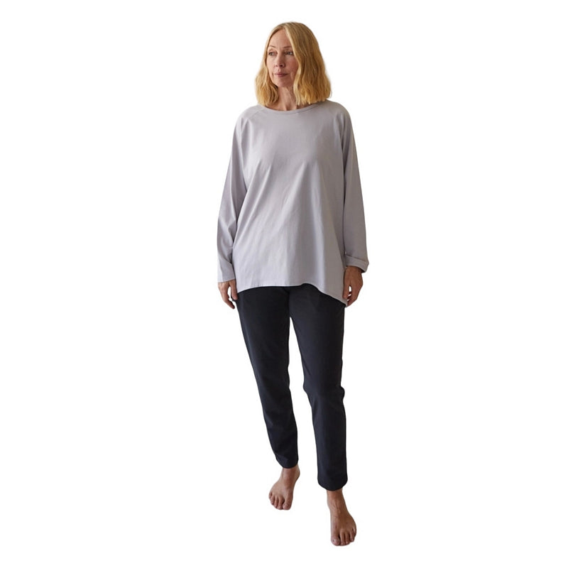 Chalk Clothing Robyn Organic Cotton Jersey Top in Dove Grey on model front