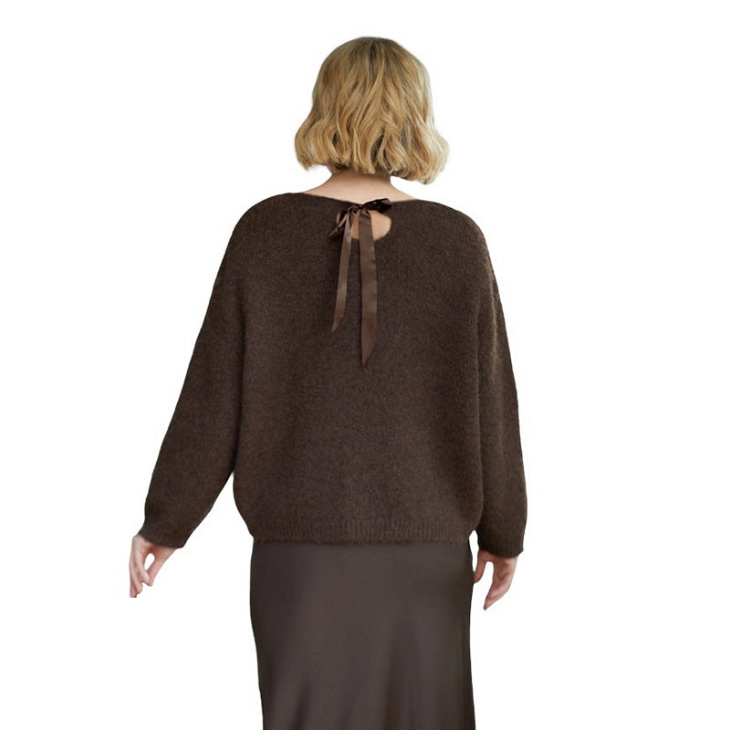 Chalk Clothing Ruby Jumper Chocolate on model rear