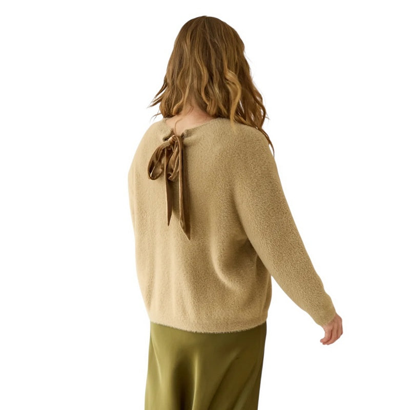 Chalk Clothing Ruby Jumper Light Tan on model rear