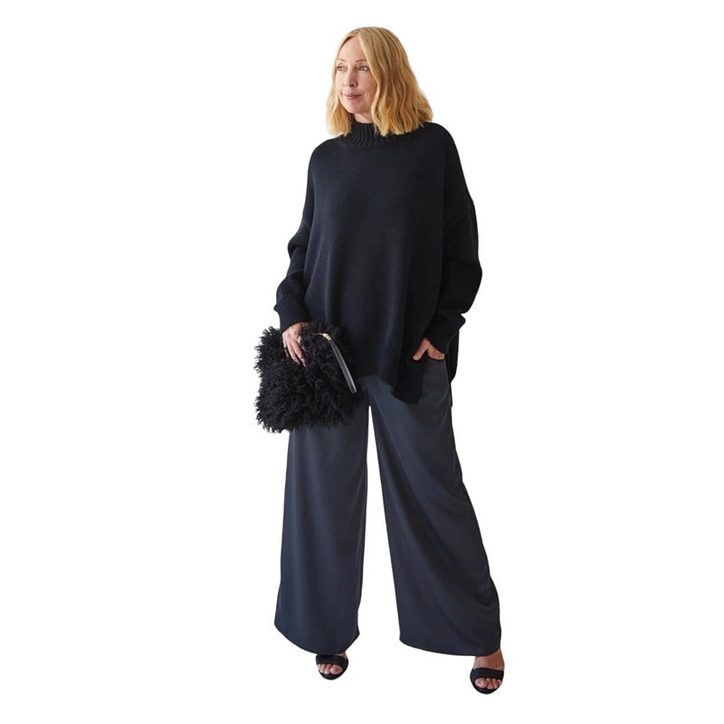 Chalk Clothing Thea Pant in Gun Metal One Size on model front