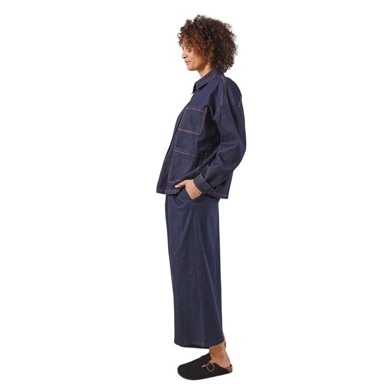 Chalk Clothing UK Armelle Trousers Denim Chambray on model side