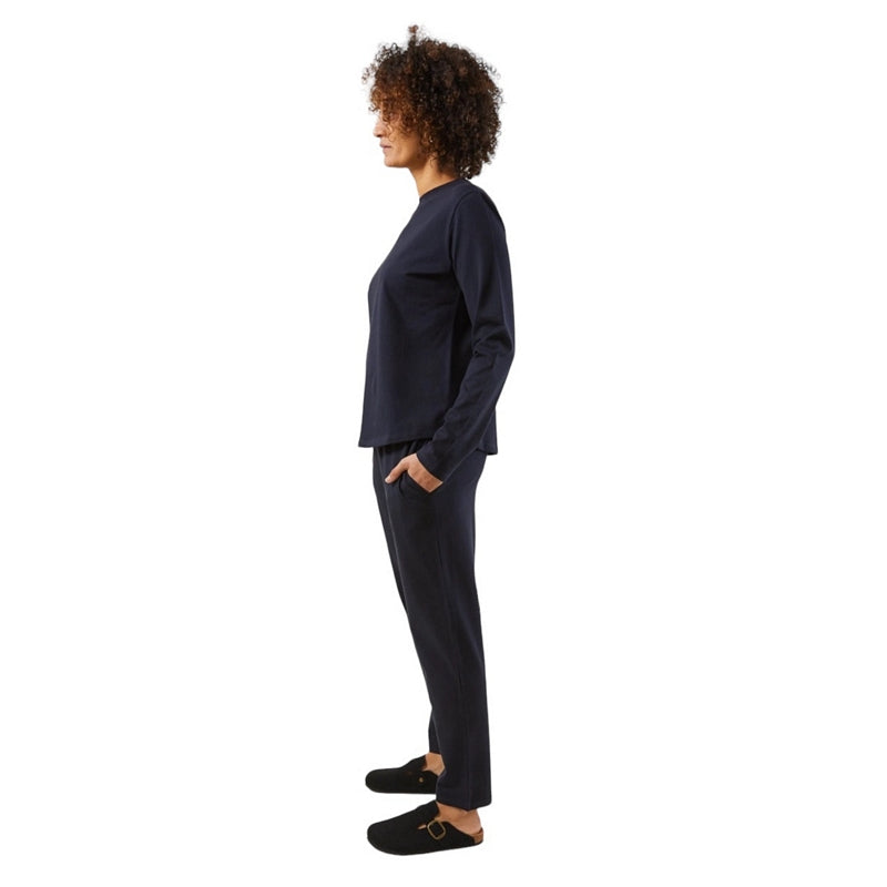 Chalk Clothing UK Brooke Trousers One Size in Navy on model side