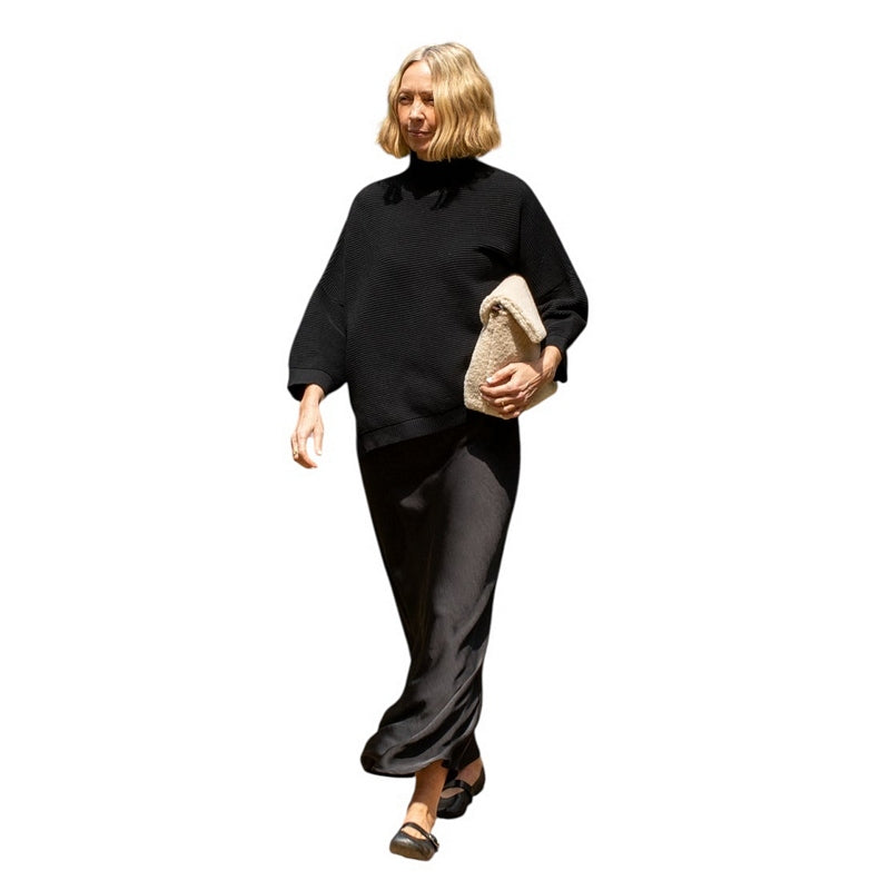 Chalk Clothing Vicki Cotton Jumper Black on model front 2