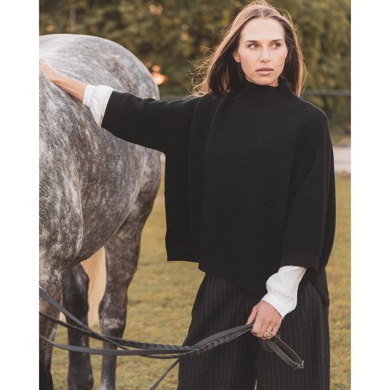 Chalk Clothing Vicki Cotton Jumper Black on model lifestyle 1