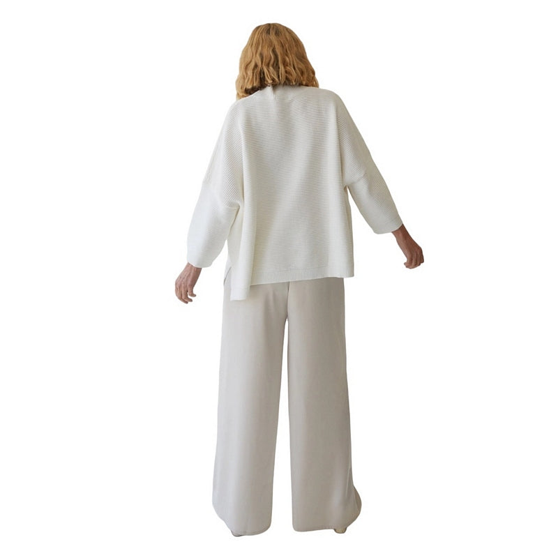Chalk Clothing Vicki Ribbed Cotton Jumper in Ivory on model rear