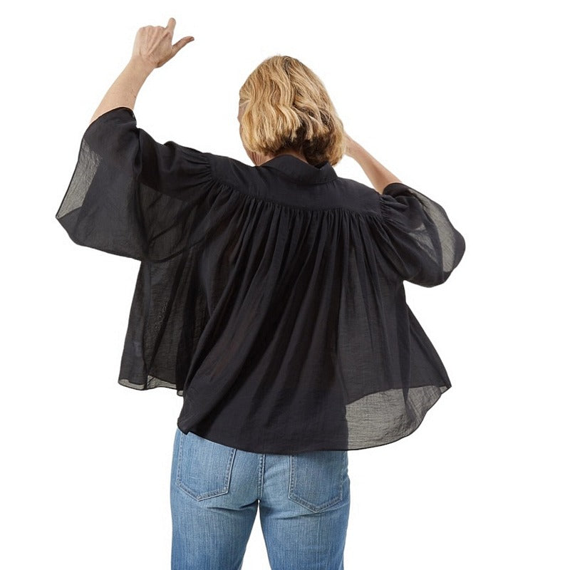 Chalk UK Clothing Alice Shirt Black on model dancing