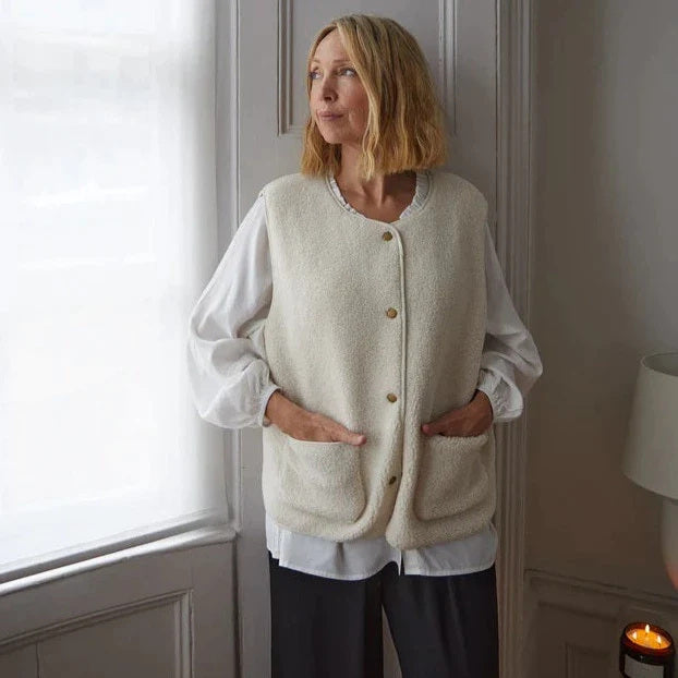 Chalk UK Clothing Gaby Gilet in Cream 7118-2113 on model lifestyle