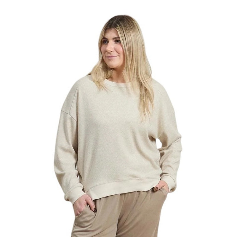 Chalk UK Clothing Kerrie Sweatshirt Sand One Size on model close-up