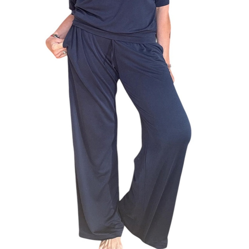 Chalk UK Clothing Leona Trousers in Navy One Size on model front