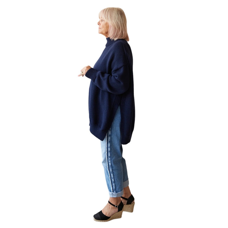 Chalk UK Clothing Maria Jumper in Dark Navy 7048.2854 on model side