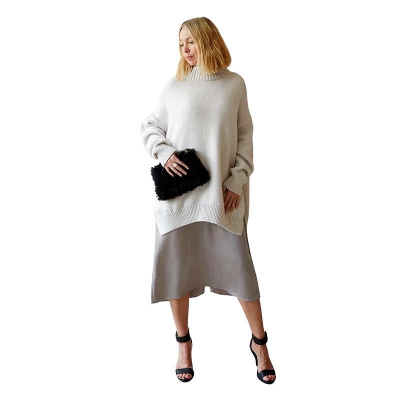 Chalk UK Clothing Maria Jumper in Light Oatmeal 7048-2853 on model front