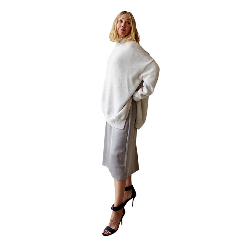 Chalk UK Clothing Maria Jumper in Light Oatmeal 7048-2853 on model side