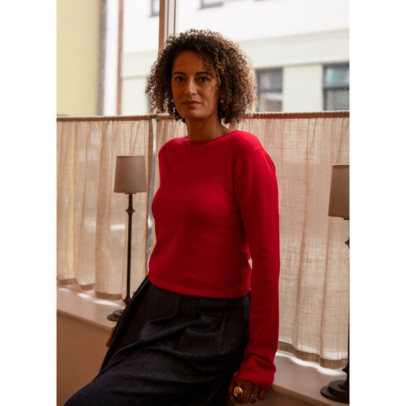 Chalk UK Jade Jumper Red on model lifestyle