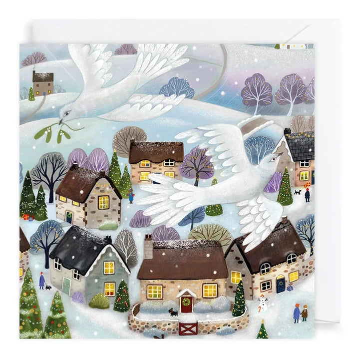 Charity Christmas Cards 6 Pack Doves Over Village XP433 card front