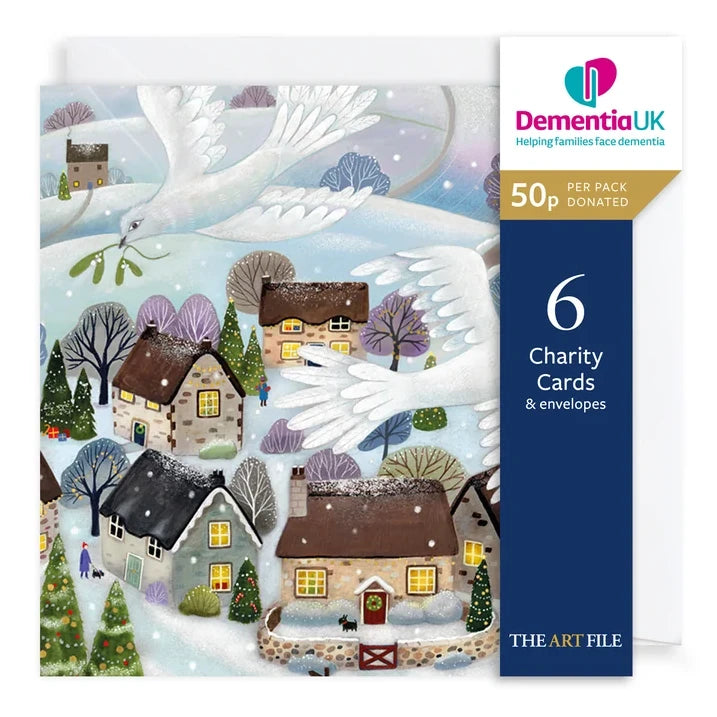Charity Christmas Cards 6 Pack Doves Over Village XP433 pack front