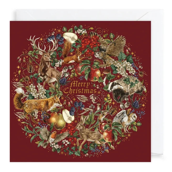 Charity Christmas Cards 6 Pack Fable Burgundy Wreath XP447 card front