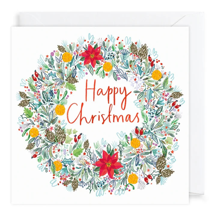 Charity Christmas Cards Pack Botanical Wreath XP424 card front