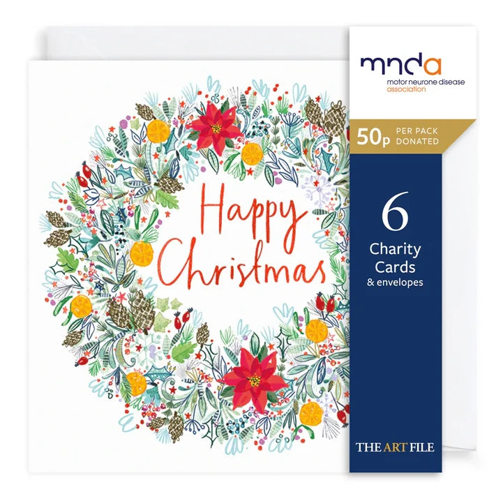 Charity Christmas Cards Pack Botanical Wreath XP424 pack front