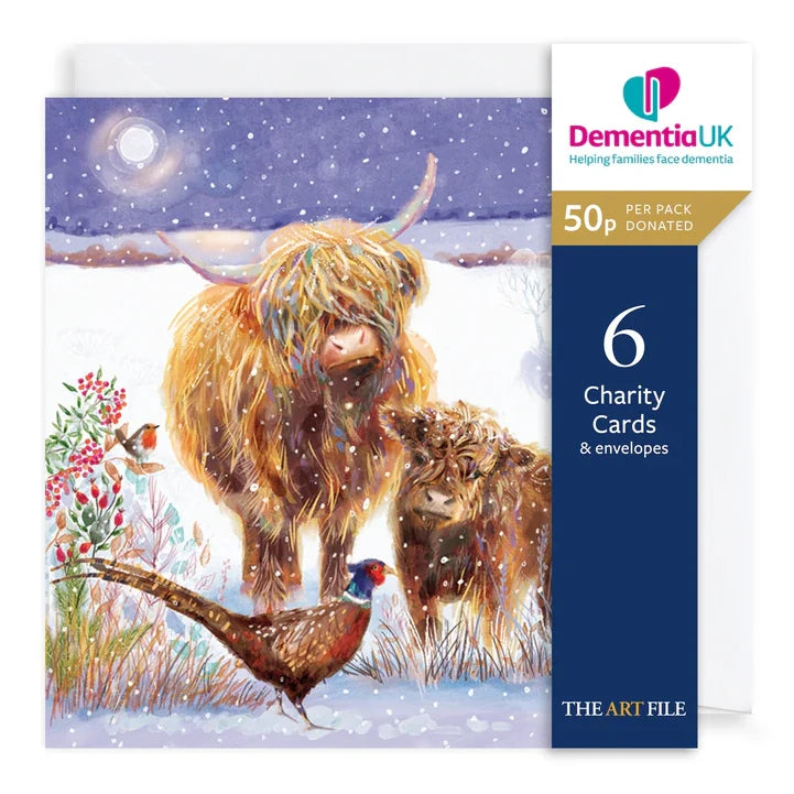 Charity Christmas Cards Pack Highland Cows XP435 pack front