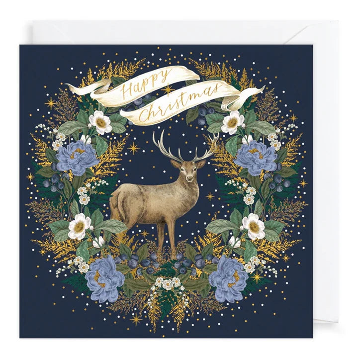 Charity Christmas Cards Pack Stag & Wreath XP428 card front