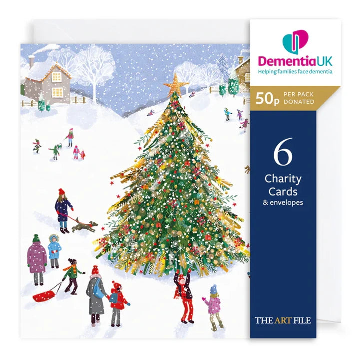 Charity Christmas Cards Pack Village Christmas Tree XP432 pack front