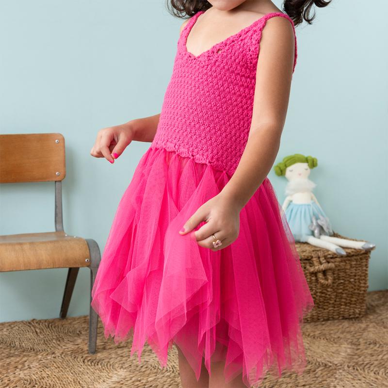 Children's Crochet Dress in Bright Pink lifestyle 1