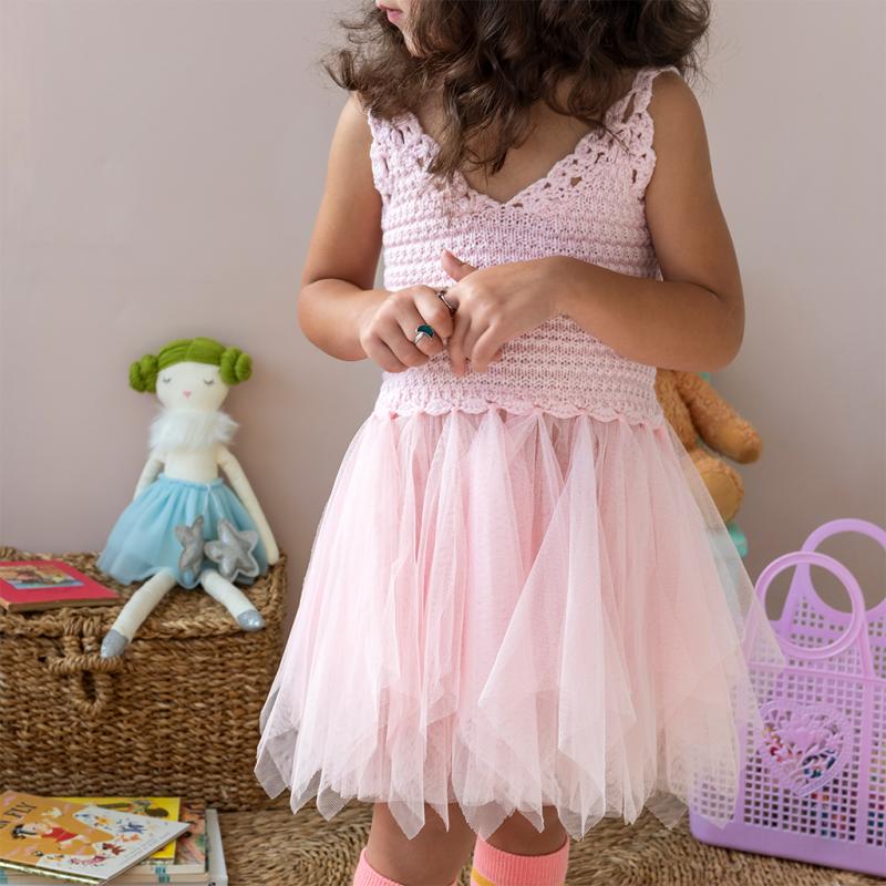 Children's Crochet Dress in Pale Pink lifestyle