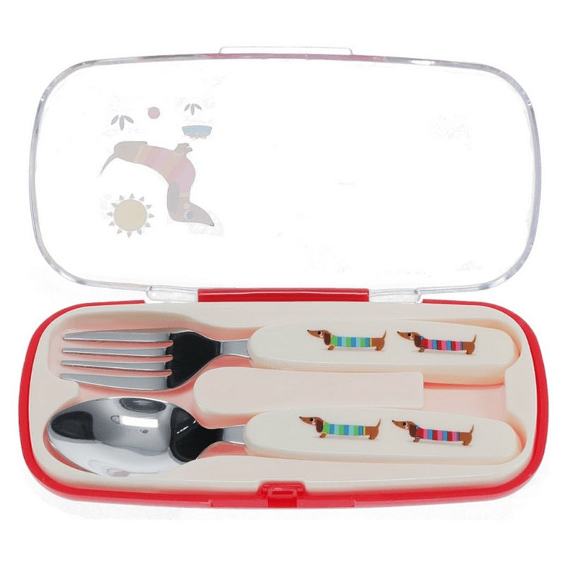 Children's Cutlery Set Sunny Sausage Dog 30944 box open