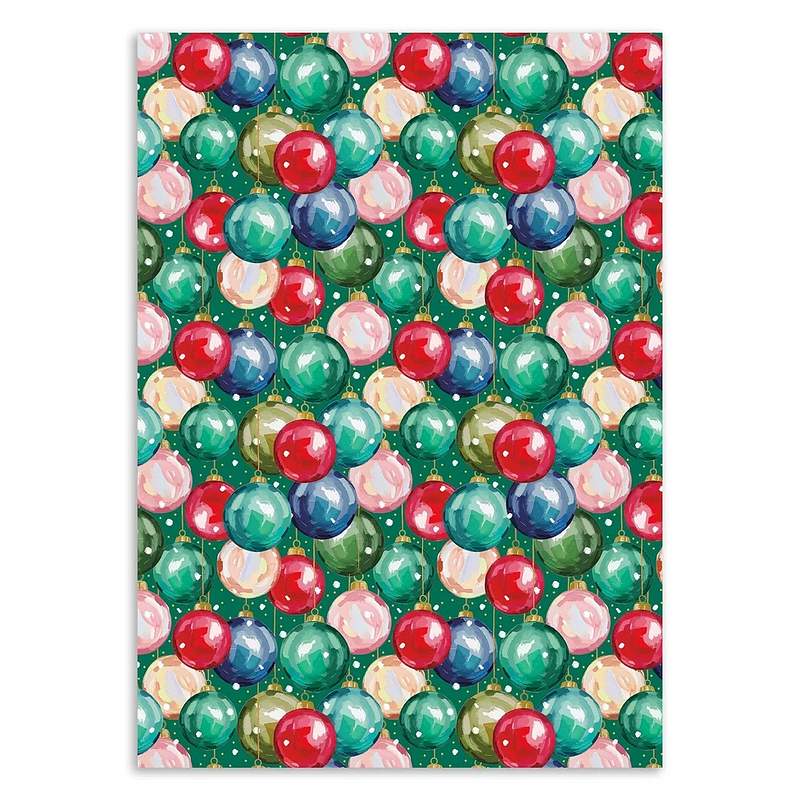Christmas Baubles Gift Wrap GWX82 flat
