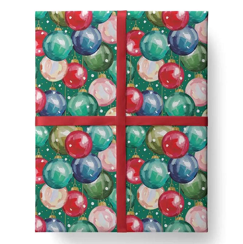 Christmas Baubles Gift Wrap GWX82 in use