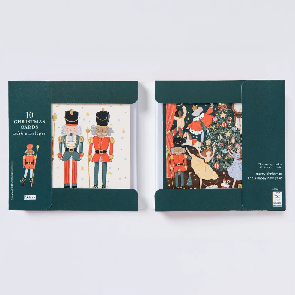 Christmas Cards 10 Pack Nutcracker Scenes WAX128 open